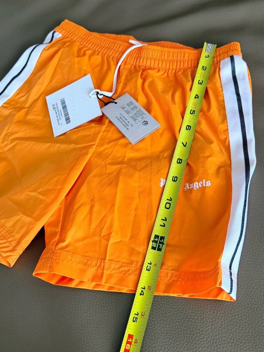 Palm Angels Kids Orange Striped Swim Shorts 12y